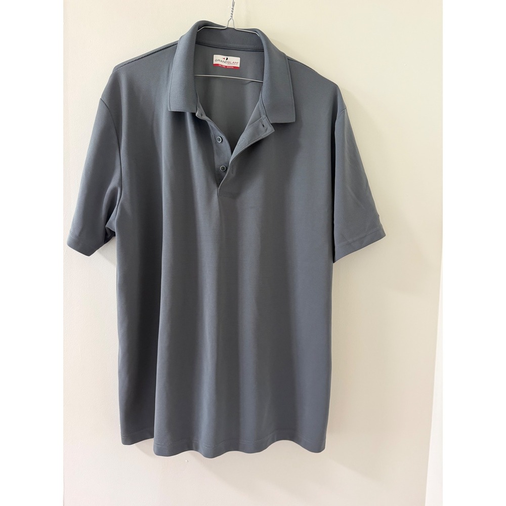 Grand Slam Polo Shirt Mens XXL Grey Good Performance Short Sleeve Textured